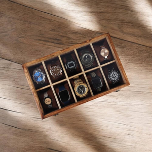 Boîte de rangement pour montres en bois à 10 emplacements, nouveau design, organisateur, nouveau support de présentation pour montres mécaniques pour hommes, en promotion - Product Image 1