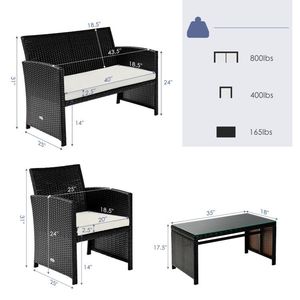 ชุดเฟอร์นิเจอร์หวายสำหรับลานบ้านแบบมีเบาะ 4 ชิ้น - Product Image 5