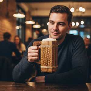 Wooden Beer <b>Mug</b> Handmade Viking Tankard Rustic Beer Stein Groomsmen Gift for Him <b>Dad</b> Gift Medieval Wooden Cup Party <b>Mug</b> - Product Image 1