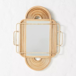 Best Price <b>Hand</b> Made Decorative Bathroom Rattan <b>Mirror</b> Top Quality Shower <b>Mirrors</b> Modern Creative Design - Product Image 5