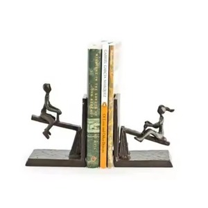 Elegant Metal Bookends <b>Decorative</b> <b>Book</b> Holder Non Slip <b>Book</b> Stopper Office Desk Shelf Organizer - Product Image 1
