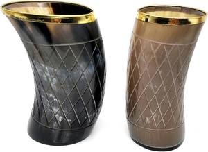 Luxury Nordic Design Organic Material Eco-Friendly Shot <b>Glass</b> with Vegvsir Symbol Decorative Viking Horn <b>Cups</b> - Product Image 5