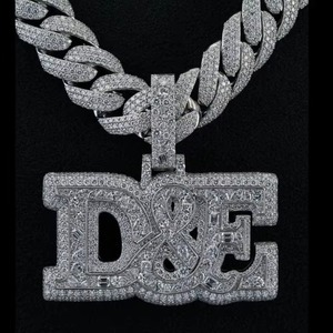Custom Moissanite Hip Hop <b>Pendant</b> Iced Out Pass Diamond Tseter 925 <b>Silver</b> <b>Pendant</b> Personalized <b>Initial</b> Letter <b>Pendant</b> Necklace - Product Image 1