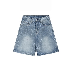 Pantalones Cortos de Mezclilla al por Mayor, Estilo Retro Americano, Cintura Alta, Corte Holgado, Cinco Pulgadas, Casuales, para Verano - Product Image 1