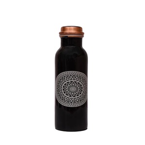Black Color Graphic Printed Copper Water <b>Bottle</b> Designer Leakproof Handmade Ayurvedic Drinking <b>Bottle</b> for Travel Gym Office and - Product Image 1