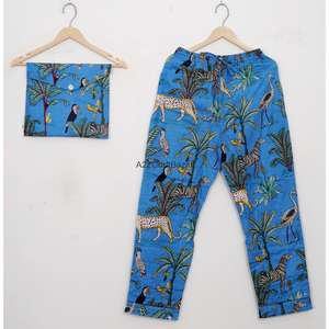 Conjunto de Pijama de 2 Piezas para Mujer, con Estampado Floral, Transpirable, Manga Larga, Pantalones Largos, Cintura Elástica, 100% Algodón - Product Image 3