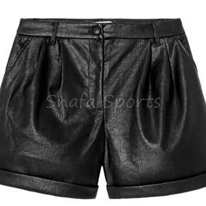 Shorts de cuero para mujer de alta calidad, ligeros, transpirables, de secado rápido, con cintura elástica premium, shorts cortos de moda para mujer. - Product Image 4