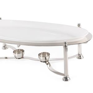 Luxury Stainless Steel Oval Buffet <b>Serving</b> Tray Catering Food Warmer Stand <b>Set</b> with Twin Fuel Holders - Product Image 2