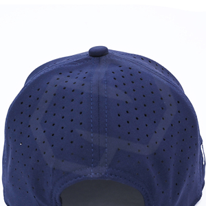 Casquette de baseball bleu marine à visière plate, 6 panneaux, fermeture snapback, avec logo brodé en corde contrastante, sportive, réglable, unisexe, décontractée - Product Image 6