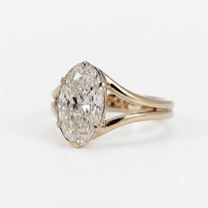 Bague de mariage ovale en diamant certifié IGI 3 carats, en or jaune 14K, diamant de laboratoire véritable 12x8 mm, bague de fiançailles à double sangle - Product Image 1