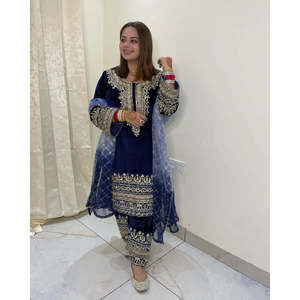Conjunto de ropa de fiesta elegante y elegante para mujer de diseñador con parte inferior superior y Dupatta - Product Image 3