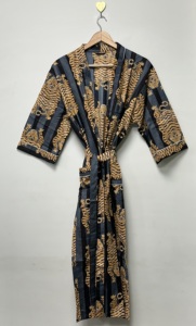 Bata Kimono de Lujo Floral 100% Algodón Transpirable Ecológica hasta el Tobillo para Primavera/Verano, Bata de Baño para Mujer, Cubierta para Spa y Playa - Product Image 6