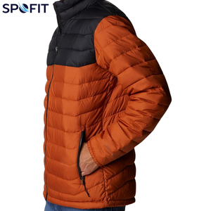 Chaqueta Acolchada SPOFIT para Hombre, Color Naranja y Negro, con Cuello Alto, Cierre de Cremallera, Resistente al Viento, para Invierno - Product Image 3
