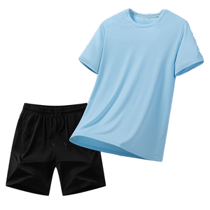 Ensemble T-shirt et short décontracté pour homme été 2026, haute qualité, 100 % coton, col rond, sur mesure - Product Image 1