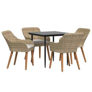Juego de comedor de jardín de 5 piezas de ratán sintético beige con cojines - Product Image 2