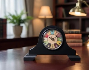 Reloj de Escritorio de Metal Decorativo Vintage con Trípode, Movimiento de Cuarzo, Función de Snooze Luminova, Acabado Dorado y Blanco - Product Image 1