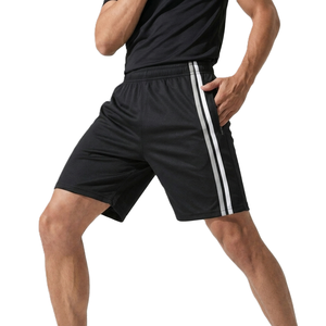 Shorts décontractés pour hommes avec logo personnalisé, 100% polyester, double rayures, respirants, taille élastique, pour l'entraînement, la course à pied et la salle de sport - Product Image 3