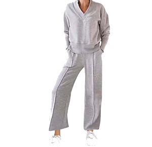 Survêtement léger pour femme, décontracté, à capuche, long, avec blocs de couleur, 100 % coton, coupe ample avec poches latérales - Product Image 3