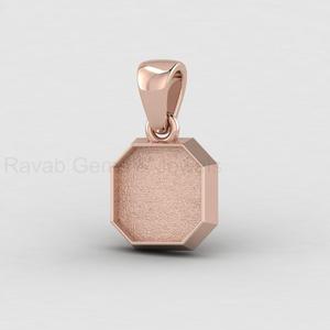 Handmade 925 Sterling Silver 14K Gold Plated 10mm Octagon Blank Bezel Setting DIY Resin <b>Ashes</b> Keepsake Charm Pendant - Product Image 2