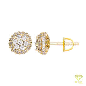 Boucles d'oreilles clous en diamant de laboratoire plaqué or de qualité supérieure, argent sterling 925, bijoux sophistiqués pour femmes - Product Image 3