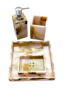 Classic Four-Piece Round Bathroom Accessory <b>Set</b> Matt Black Polyresin Foam <b>Soap</b> Dispenser By The Handmade Collection - Product Image 2