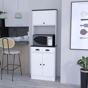 Mobile da Cucina Bianco/Nero con Supporto per Microonde Serie Warden Kitchen - Product Image 4