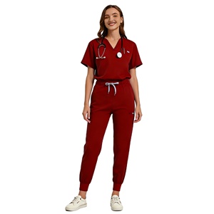 Conjuntos de Uniformes Médicos de Moda para Mujer y Unisex, de Mezclilla Suave Elástica (Spandex/Poliéster), Uniformes Quirúrgicos para Hospital, con Detección de Agujas PK - Product Image 5