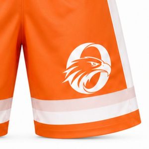 Men Orange Sublimated Ice Hockey Shorts Polyester Striped <b>Athletic</b> Sports Shorts Team Match Training Performance Clothing - Product Image 6