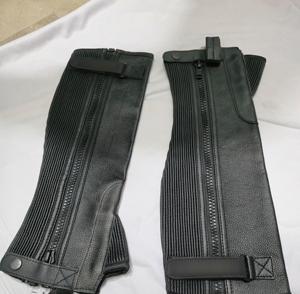 Custom Genuine Leather Equestrian <b>Half</b> <b>Chaps</b> Soft Cowhide Horse Riding Leg Armor Gaiters Factory Supplier Bags - Product Image 3