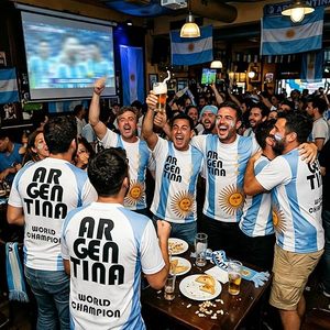 Maillot de football de champion du monde d'Argentine pour homme, bleu clair à rayures blanches, emblème soleil, vêtement de sport en polyester - Product Image 5