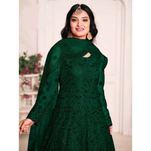 Vestido de Fiesta Hecho a Mano con Cuello Redondo y Corte en A, con Bordado de Lentejuelas en Organza, Cintura Imperio y Dupatta, para Ocasiones Elegantes - Product Image 5