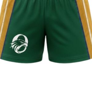 Unisex Green Gold Sublimated Netball Shorts Polyester <b>Athletic</b> Team Sports Wear Lightweight Training Match Clothing - Product Image 6