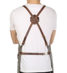 Tablier de travail de luxe en toile cirée épaisse avec fermeture éclair, réglable à bretelles croisées, pour chef, barbier, charpentier, équipement d'atelier, imperméable - Product Image 6