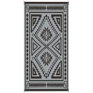 Tapis d'extérieur imperméable noir et gris, carré, 9FT X 18FT, réversible avec sac de transport - Product Image 1