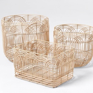 Round <b>Wicker</b> <b>Storage</b> <b>Baskets</b> Hand Made Crafts Natural Material Rattan Home Organizer <b>Basket</b> - Product Image 6