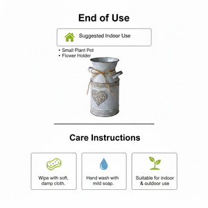 Maceta de Metal Galvanizado Estilo Rústico Vintage, Florero Retro Antiguo, Soporte para Plantas de Granja - Product Image 5