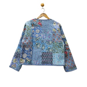 100% Cotton Handmade Vintage Patchwork Regular New Bohemian Style Unisex Eco-Friendly Reversible <b>Quilted</b> Breathable <b>Jacket</b> - Product Image 4
