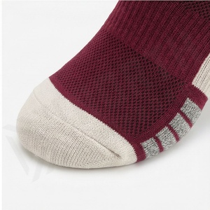 Crew <b>Socks</b> Solid Color Burgundy Breathable Knitted for Daily Life Casual Wear Adult Size Standard - Product Image 6