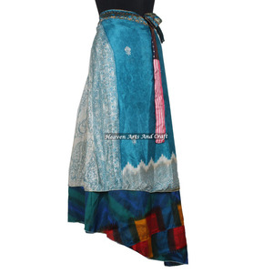 Wholesale Pareo Sarong Cover-Ups <b>Beach</b> Swimwear Silk <b>Wrap</b> Around Long Skirt 2 Layer Reversible Magic Silk Saris <b>Wrap</b> Long Skirt - Product Image 2