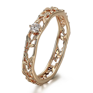 แหวนทองคำแท้ 14K ประดับเพชรทรงกลมขนาด 3 มม. ดีไซน์ทันสมัย เหมาะสำหรับเป็นของขวัญวันเกิดสำหรับผู้หญิง - Product Image 1