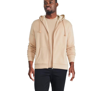 Nueva Sudadera con Capucha y Cierre para Hombre, Color Beige, Corte Regular, Color Sólido, Felpa Francesa, Estilo Casual para Otoño - Product Image 2