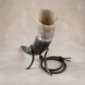 REHMAN CRAFT Handmade Eco-Friendly Viking Drinking Horn <b>Set</b> | Buffalo Horn Beer <b>Mug</b> with Iron Stand & Leather Holder - Product Image 6