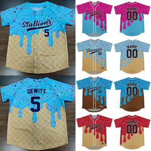 Ensemble de maillots de baseball personnalisés en gros pour équipes, tenue de sport par sublimation, uniforme de club de baseball avec motif crème glacée - Product Image 1
