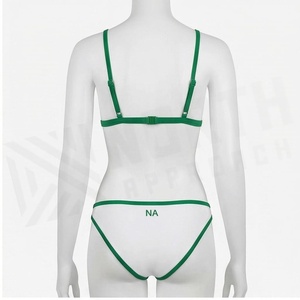 Ensemble de bikini deux pièces pour femme North Approach, blanc et vert, avec bordure contrastante, bas string et haut triangle, maillot de bain extensible - Product Image 2