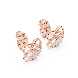 Juego de pendientes clásicos con diamantes cultivados en laboratorio en oro rosa macizo de 18 quilates para compromiso, boda, fiesta, regalo de San Valentín, uso diario para mujeres - Product Image 3