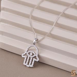 Collier Pendentif Main de Hamsa en Moissanite et Argent Sterling 925, Bijou Spirituel pour Cadeau de Fête Satani - Product Image 4