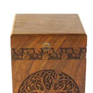 Life <b>tree</b> urn & Natural Wood Cremation Urn Handmade brown Wave Funeral Ashes Box by AYAANS - Product Image 6