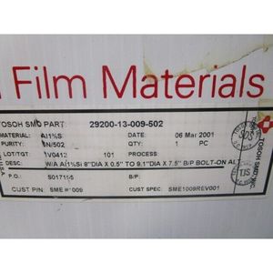 TOSOH 29200-13-009-502 แทร็กเก็ต, อะลูมิเนียม 1% Si, DIA - อุปกรณ์และอะไหล่เซมิคอนดักเตอร์ระดับโลกที่เชื่อถือได้ - Product Image 1