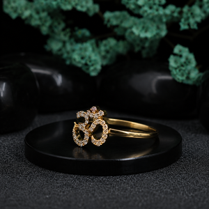 Luxury925 silverCocktail <b>Ring</b> With <b>Crystal</b> Pave Setting Letter Om Design Unisex Everyday Wear - Product Image 5