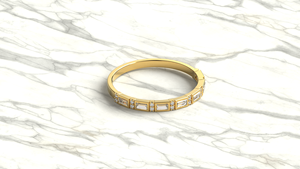 Bague de mariage de luxe en or 18 carats avec diamants baguette légers de 0,45 ct, sertie en grappe alternée, style East West Bezel, bijoux fins - Product Image 3